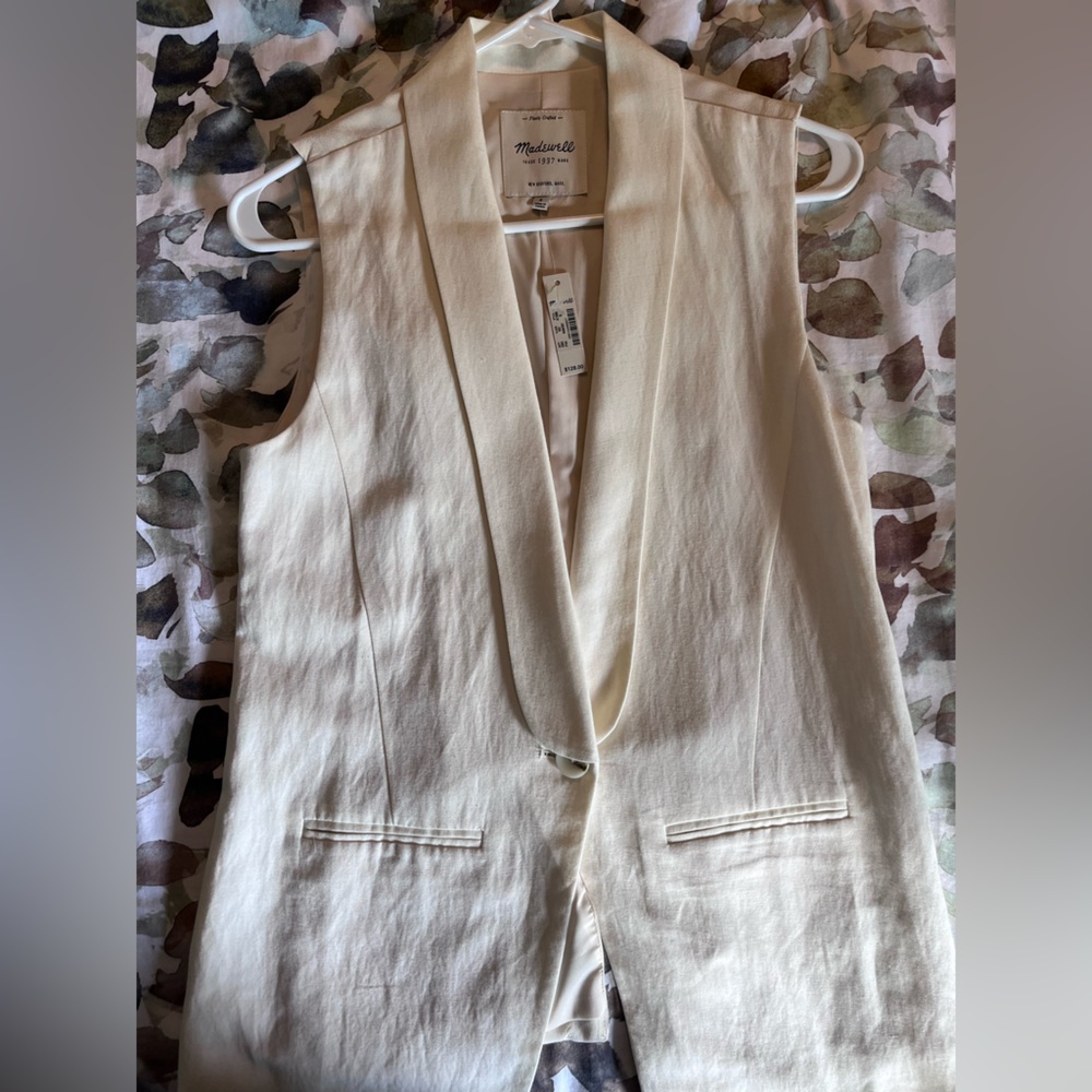 Madewell white Linen Vest